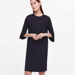 COS Indigo Blue Flare Sleeve Shift Dress XS